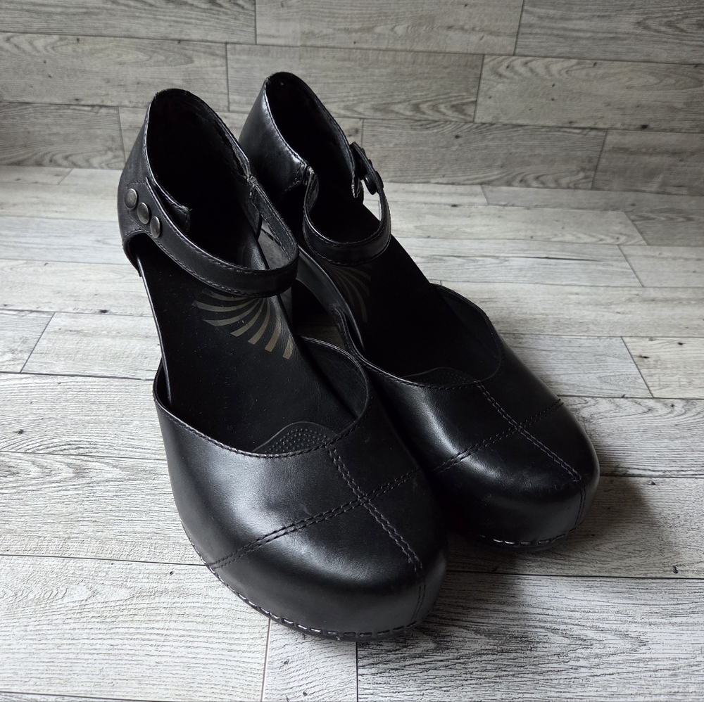 Dansko Rachel Mary Jane Black Leather Clogs - Picture 4 of 6